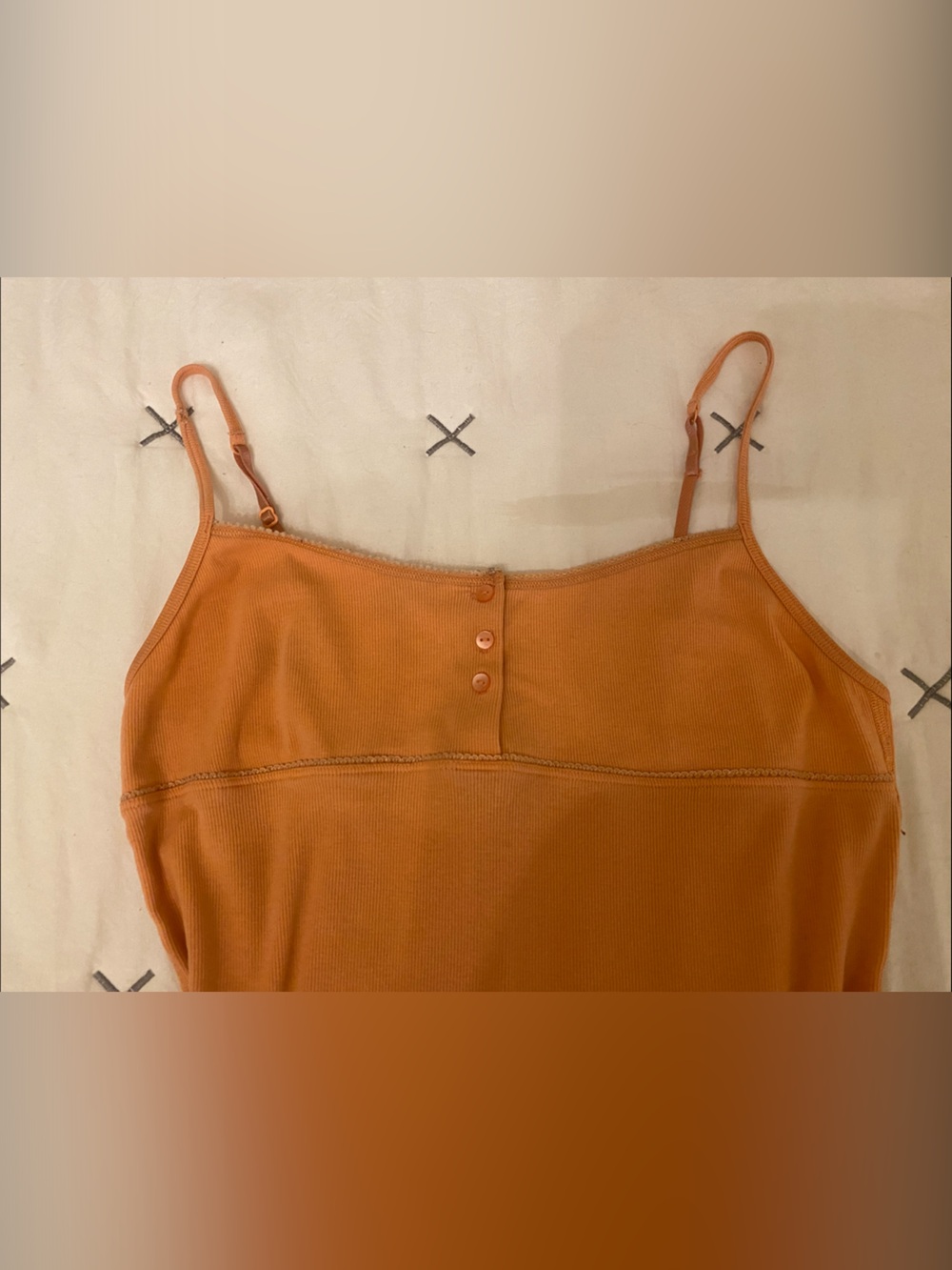 GAP Orange Ribbed Tank One-Piece with Buttons